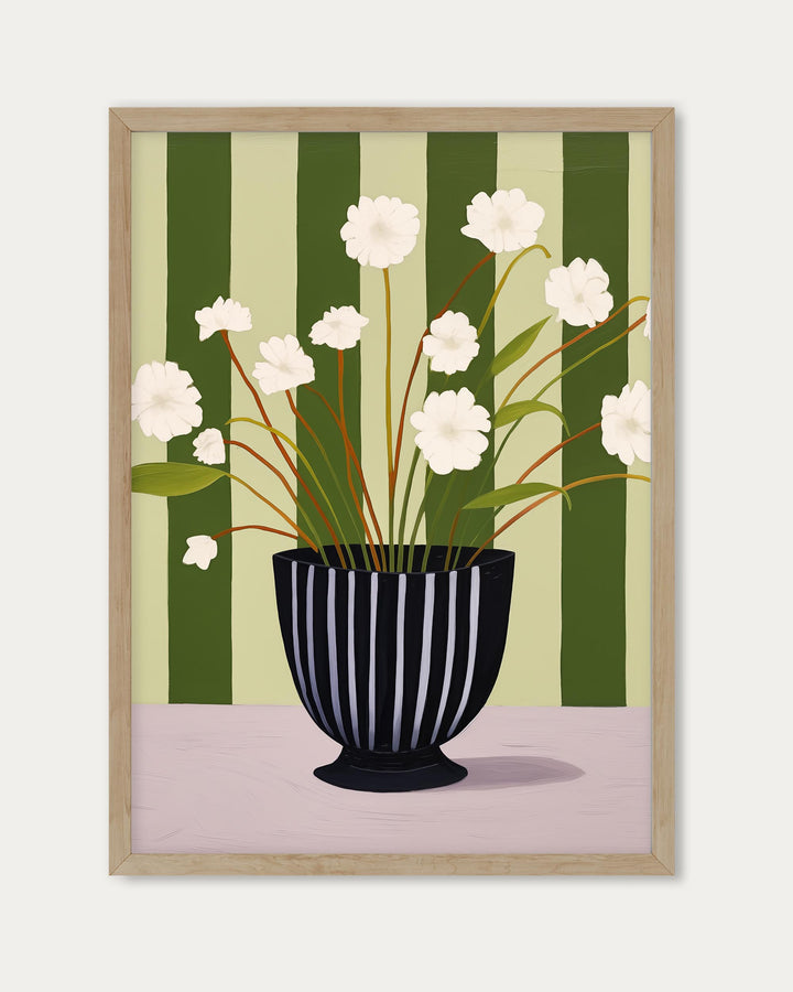 Stripy Flower Pot Art Print