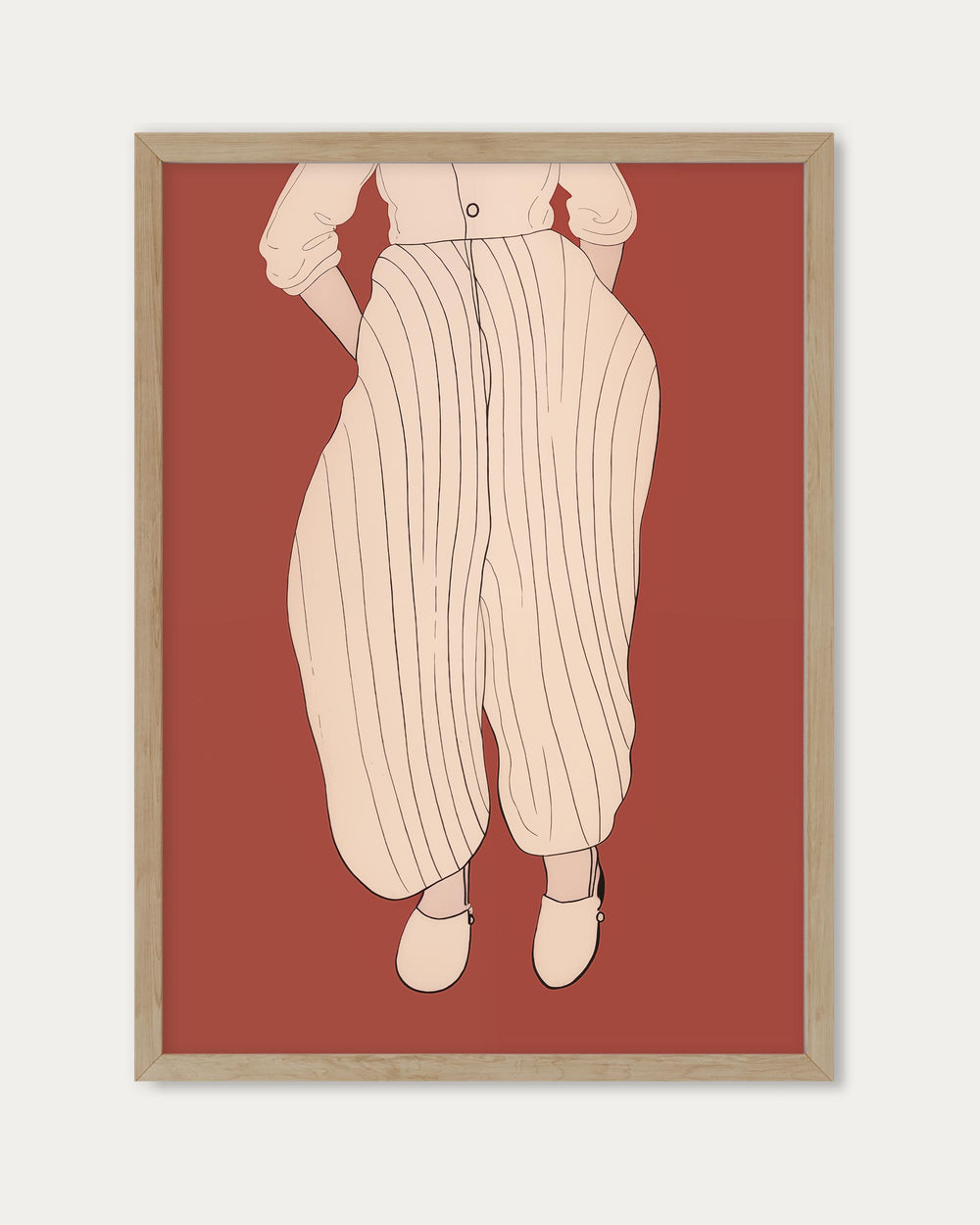 modern line art female line drawing poster burgundy red poster large fashion poster trousers and shoes