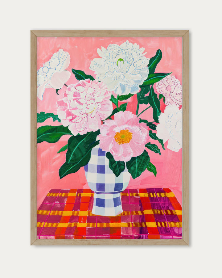 Checkered Flower Pot Wall Art