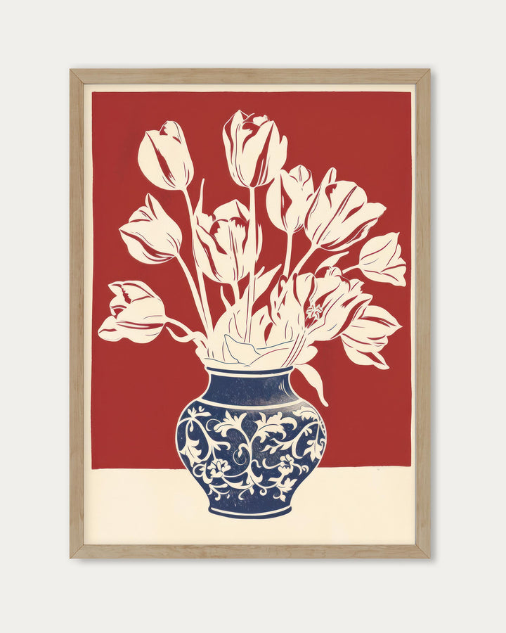 Lino Print Flower Pot Wall Art