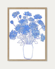 Blue Flowers Sketch Wall Art