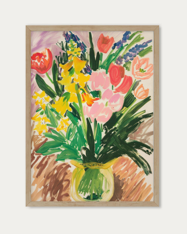 Colourful Flowers Sketch Wall Art