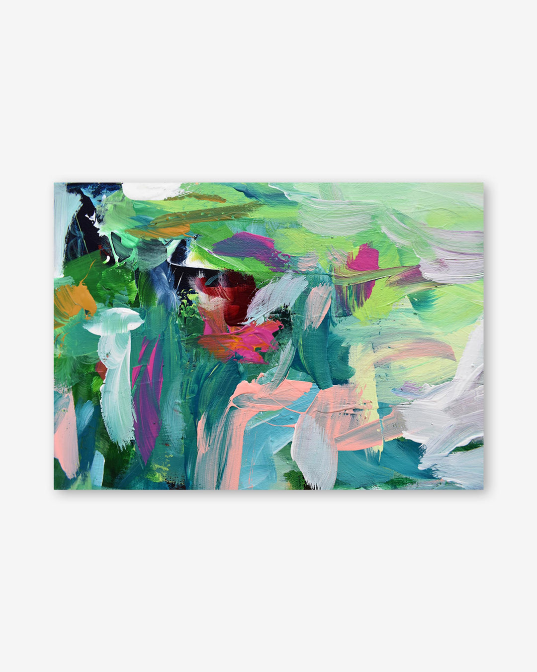 Abstract painting with vibrant colors on a white background