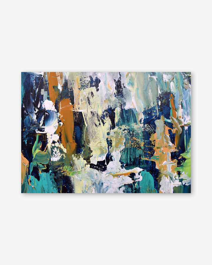 Abstract art painting with a mix of colors on a white background