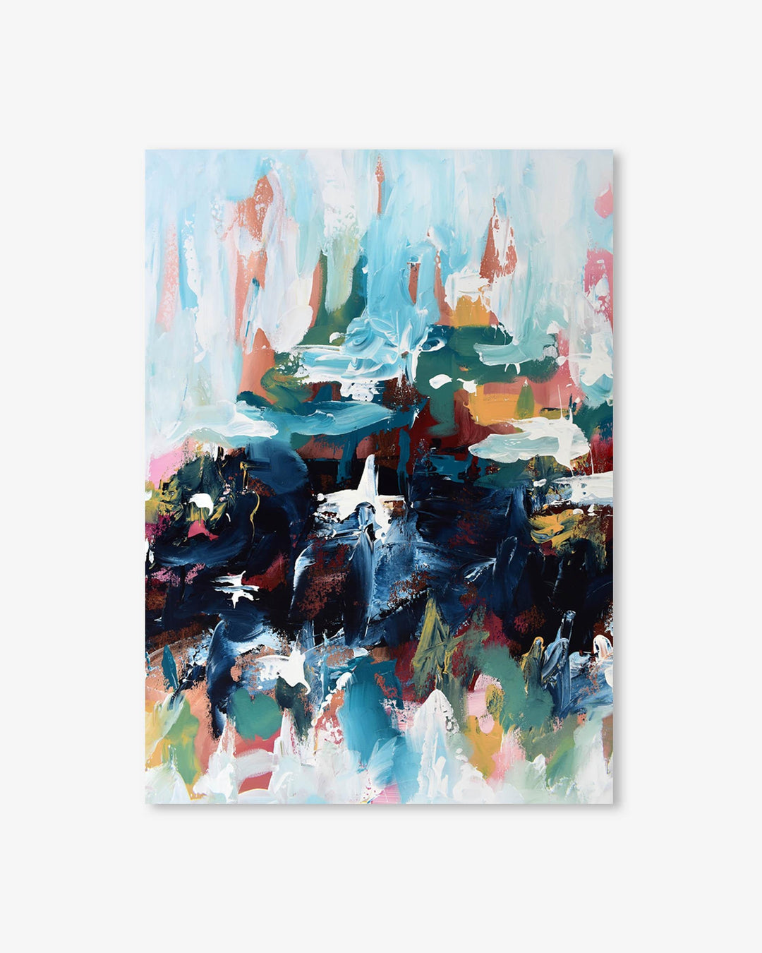 Abstract painting with a mix of colors on a white background