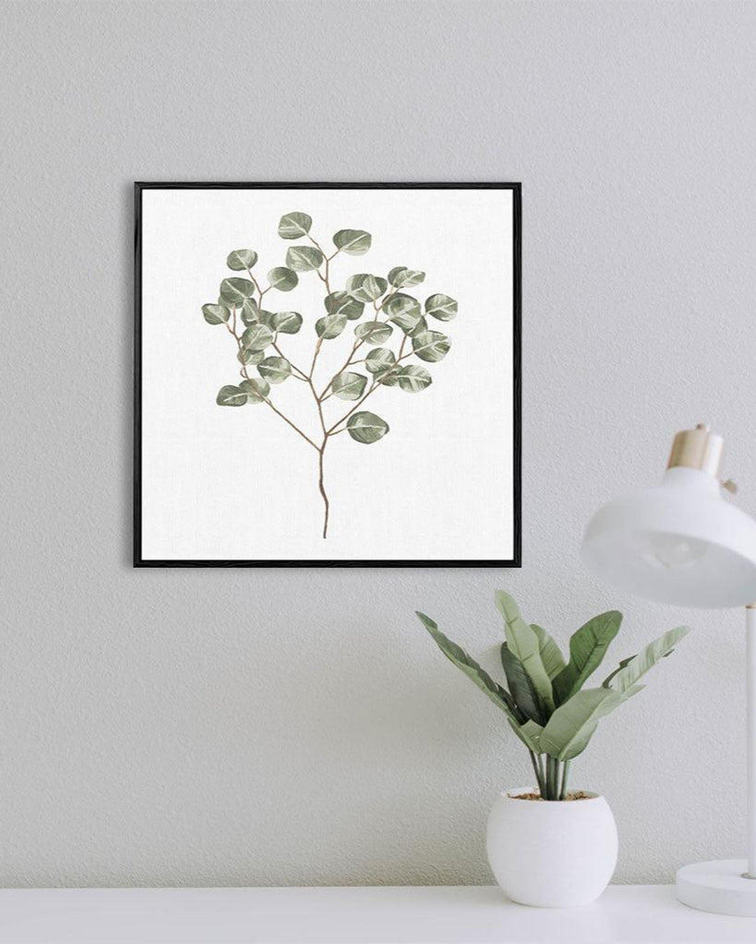 Botanical Branch Square Framed Canvas Black Frame Square Canvas Prints - Abstract House  Edit alt text