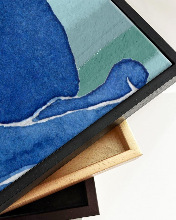 Blue Nude Figure Framed Canvas-Abstract House