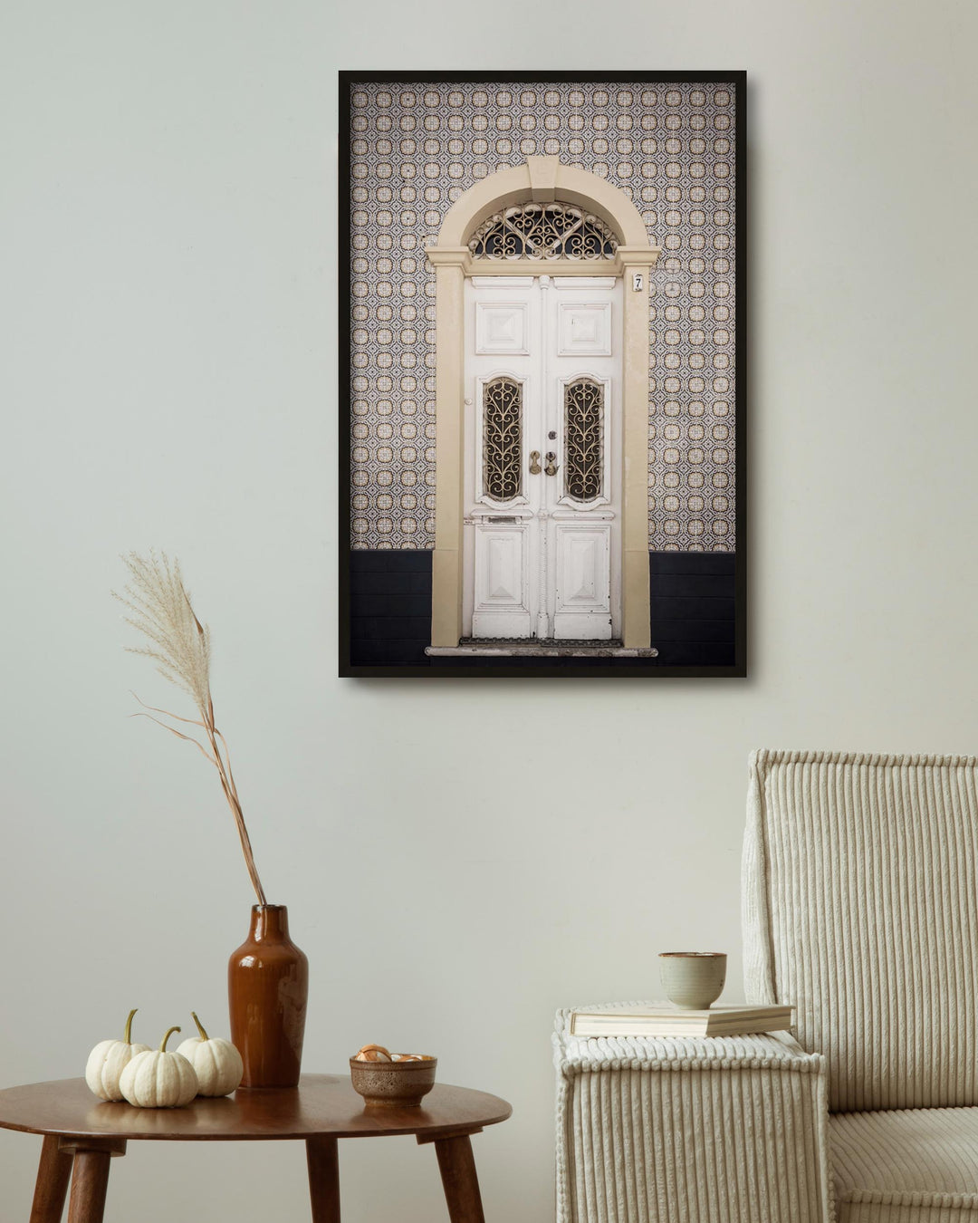 large travel poster, modern portugal doorways, french architecture, affordable art prints UK