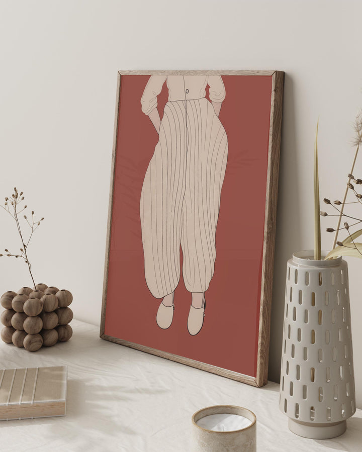 modern wall art print of woman female fashion poster in white neutral dressing room scandi home