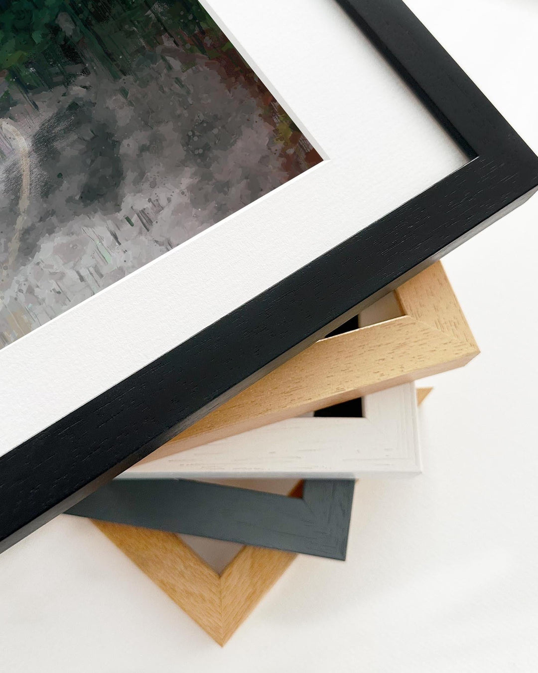 Collection of various photo frames on a white background
