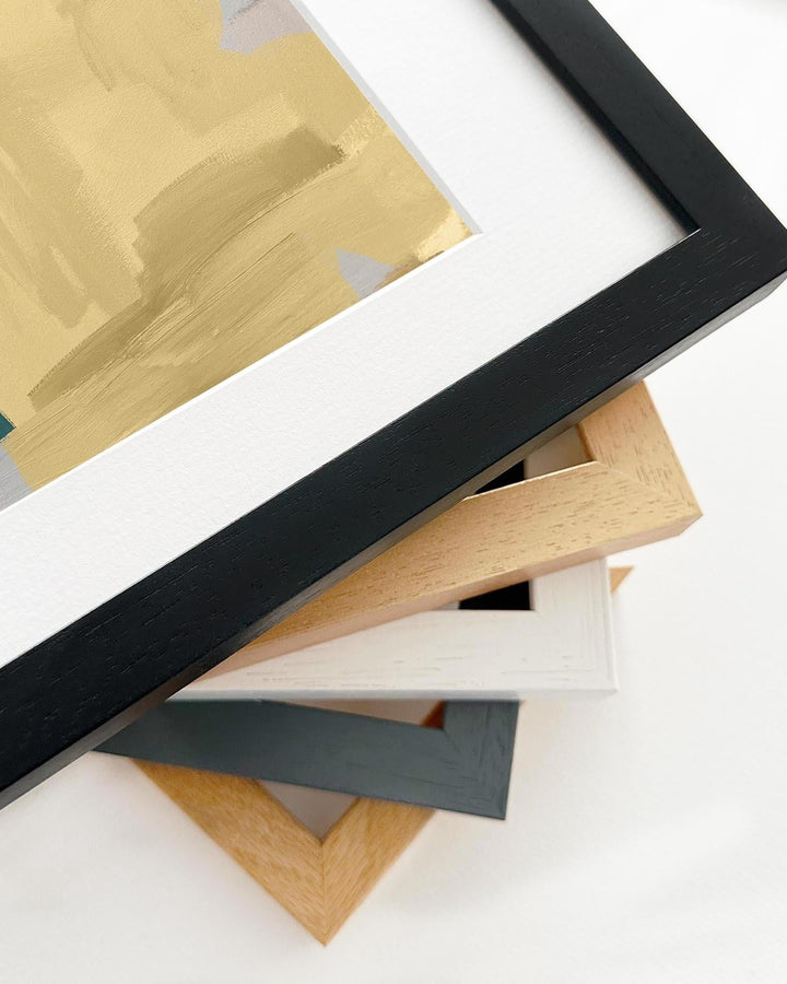 Collection of various photo frames on a white background