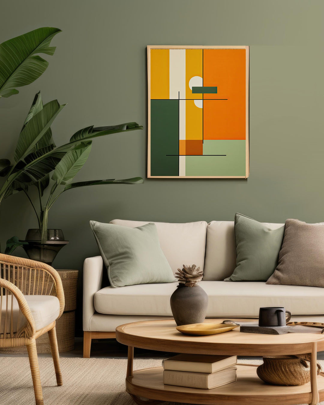 Retro Sage Abstract Art Print