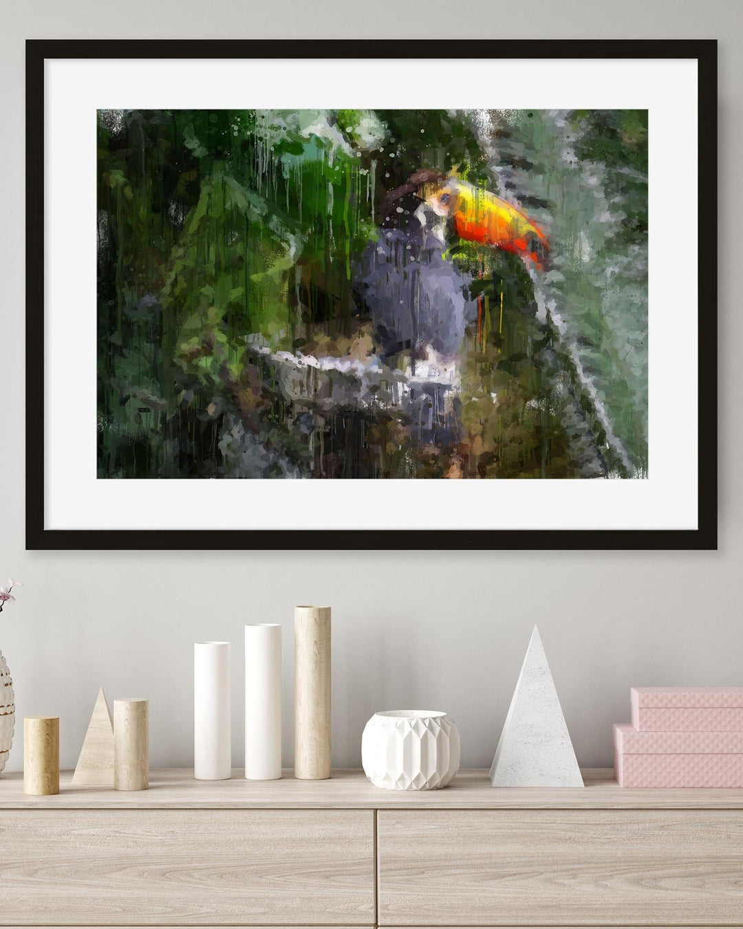 Toucan Impressionist Animal Framed Art-Abstract House