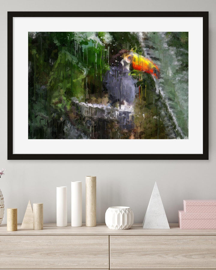 Toucan Impressionist Animal Framed Art-Abstract House