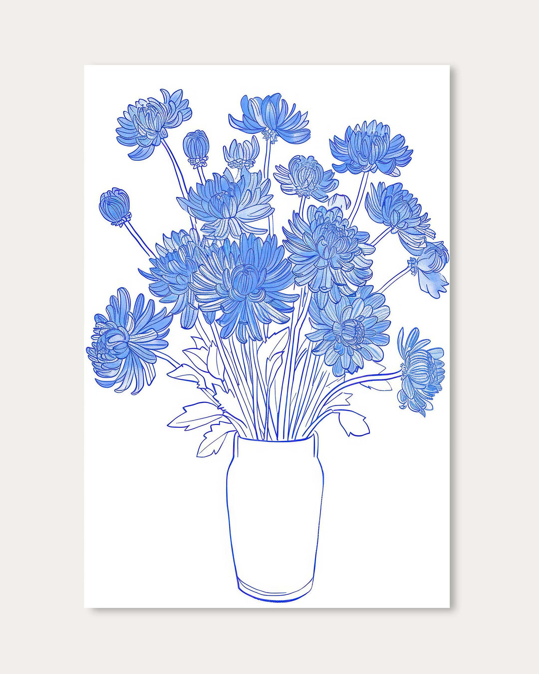Blue Flowers Sketch Wall Art
