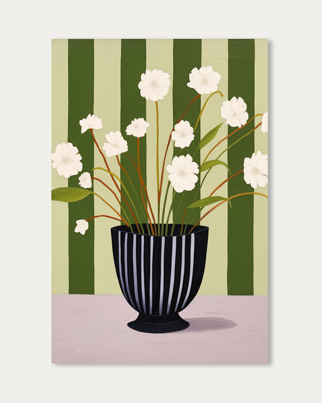 Stripy Flower Pot Art Print