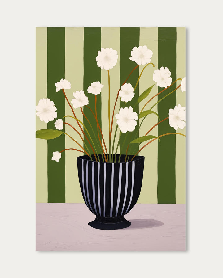 Stripy Flower Pot Art Print