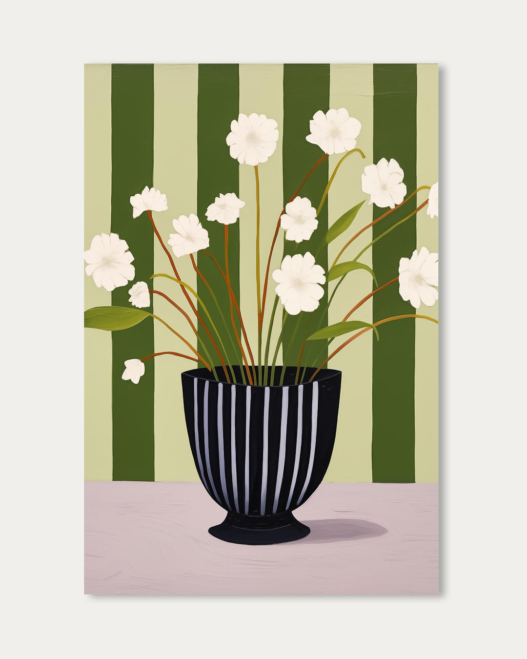 Stripy Flower Pot Art Print