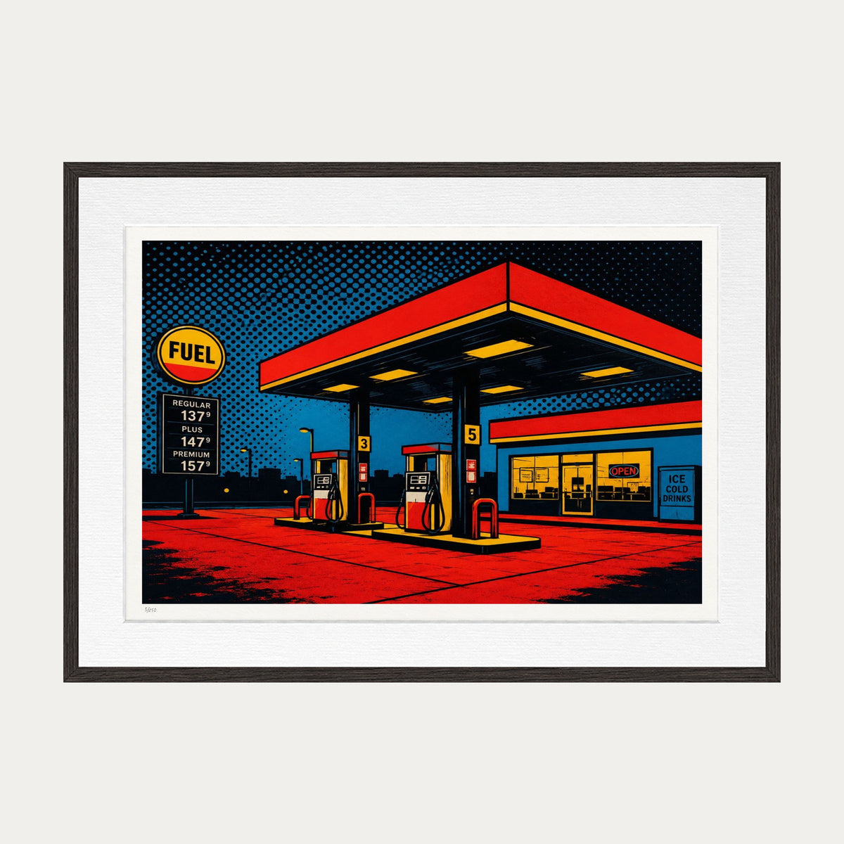 At The Pump | Limited Edition Print — Brown Frame