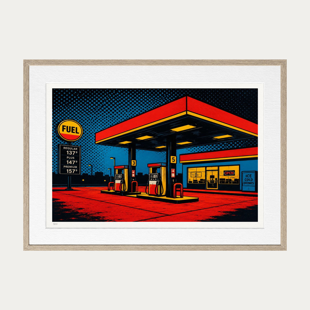 At The Pump | Limited Edition Print — Oak Frame