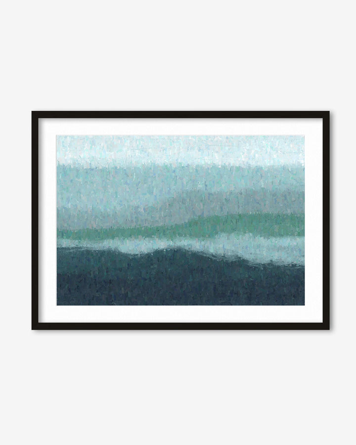 Framed abstract art with gradient colors on a white background