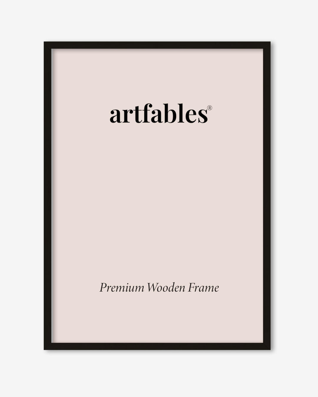 Framed poster with 'artfables' branding on a light pink background