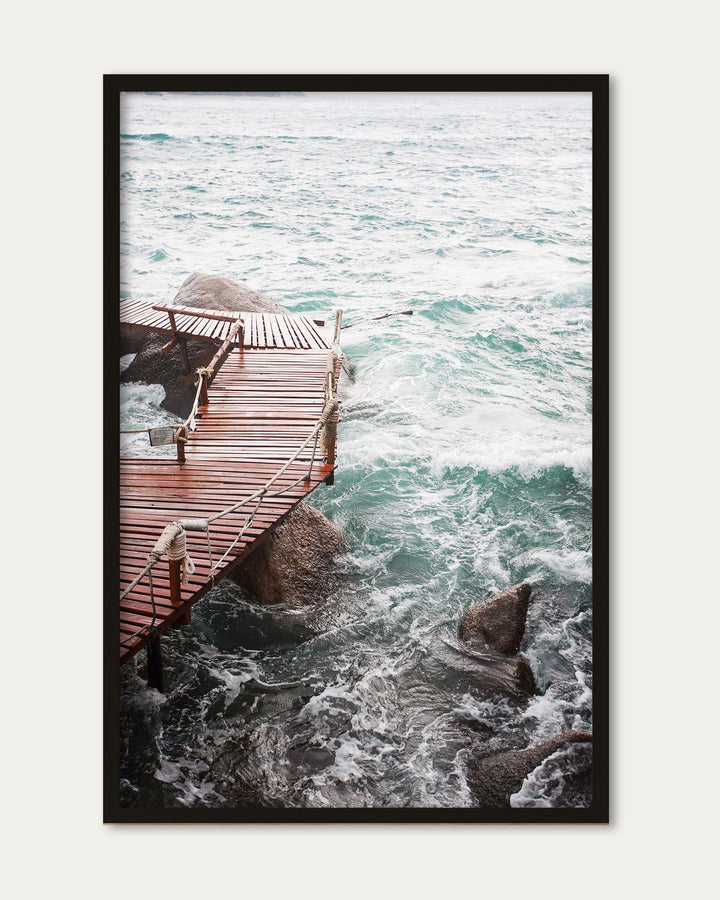 Coastal Waves On The Pier Art Print