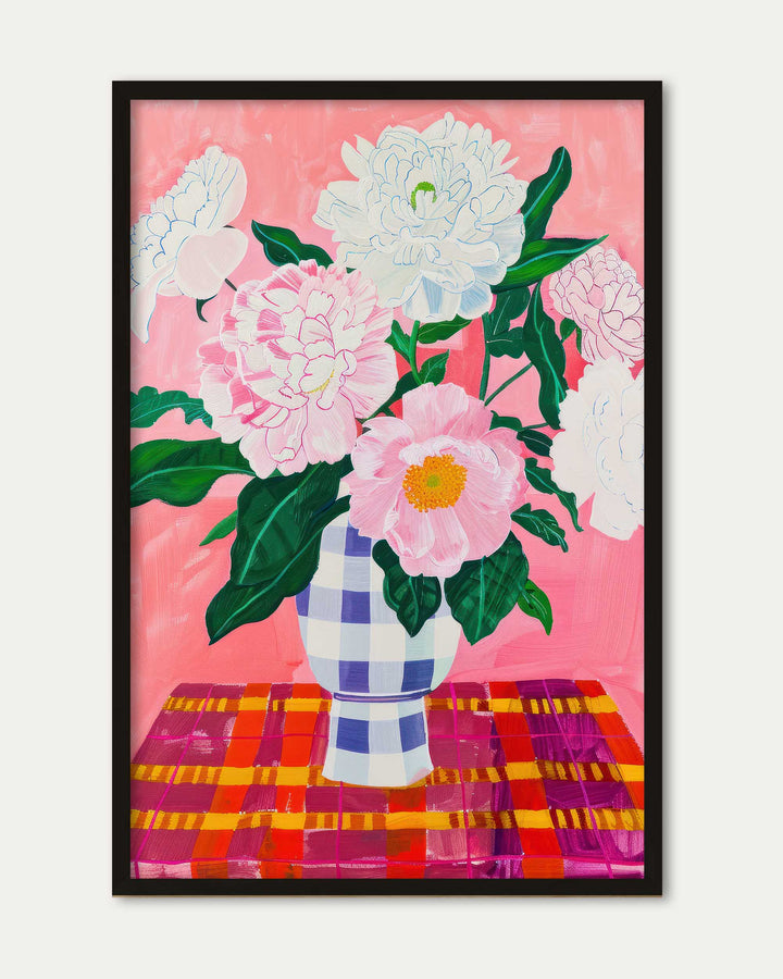 Checkered Flower Pot Wall Art