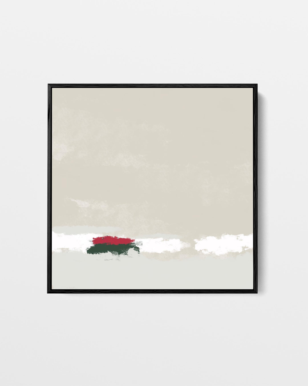 Framed artwork with a minimalistic design on a plain background