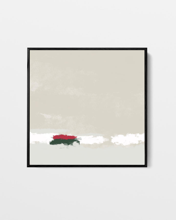 Framed artwork with a minimalistic design on a plain background