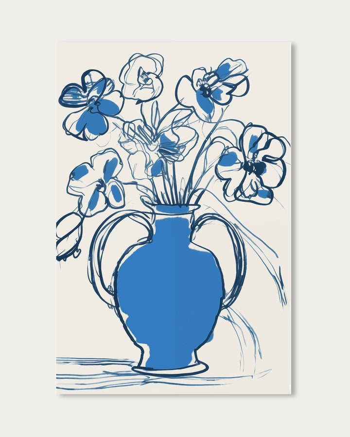 Blue Pot Sketch Art Print
