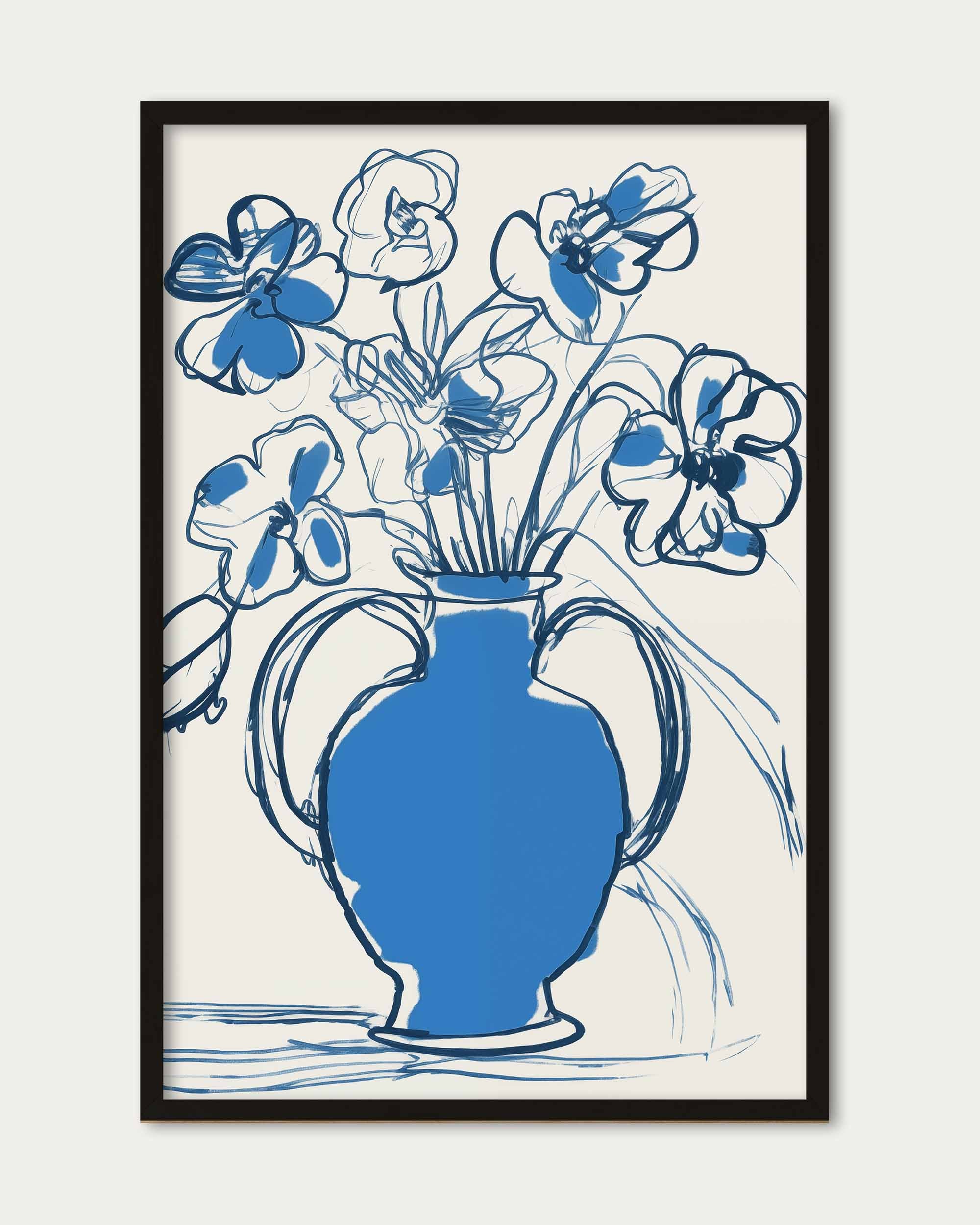 Blue Pot Sketch Art Print
