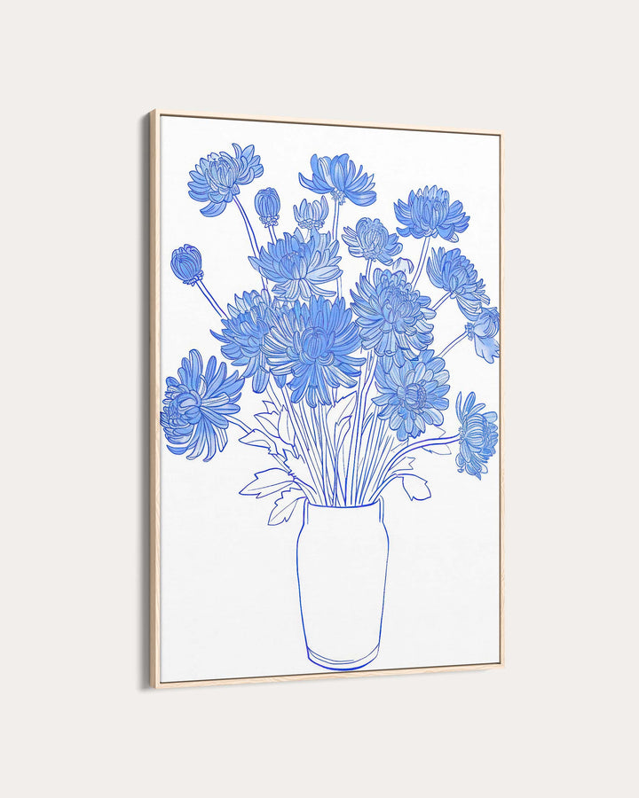 Blue Flowers Sketch Wall Art