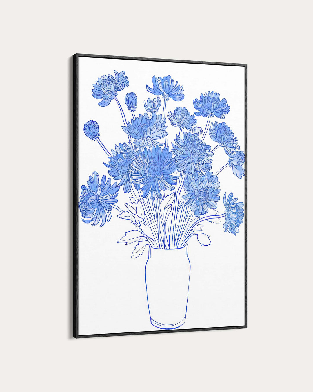 Blue Flowers Sketch Wall Art