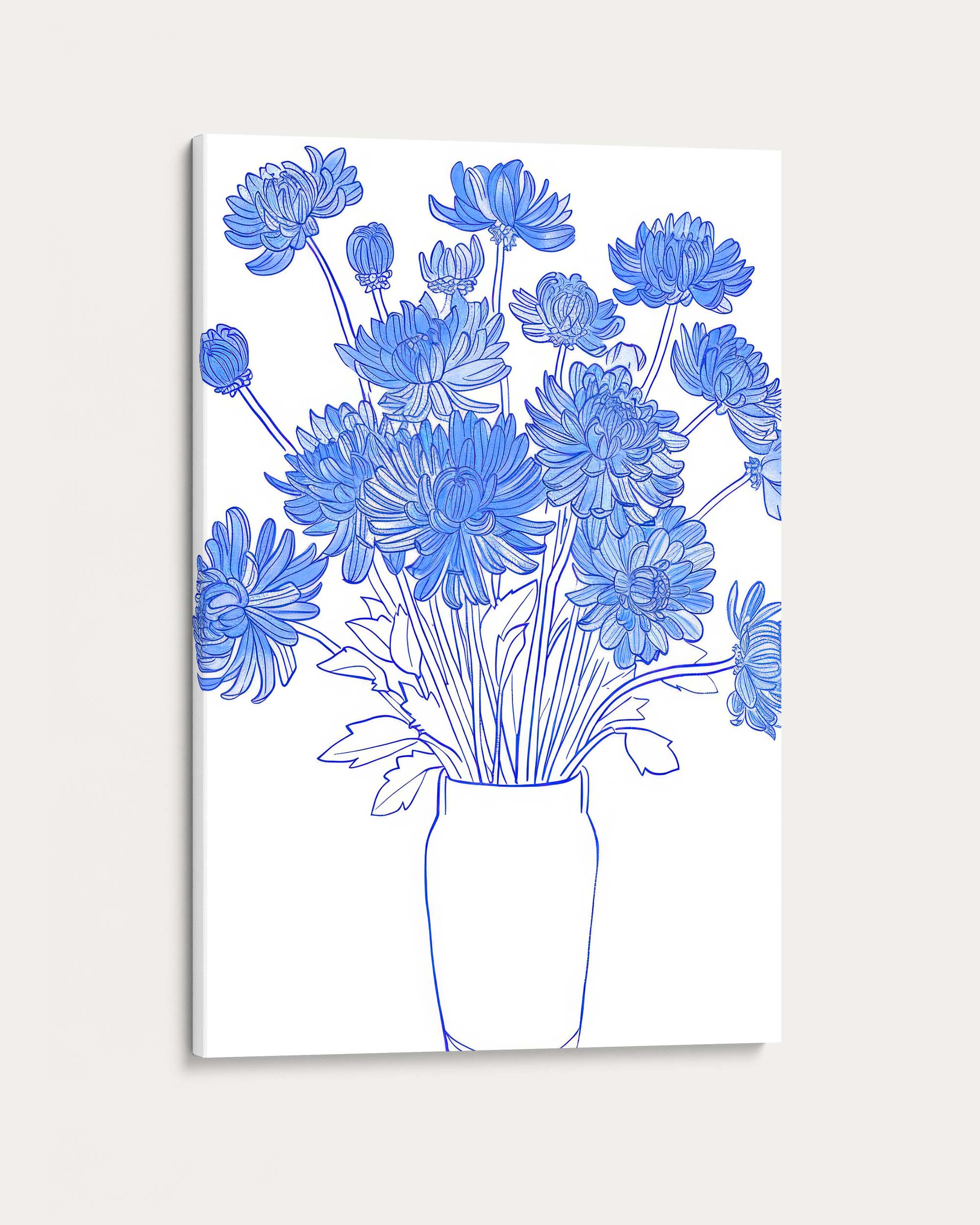 Blue Flowers Sketch Wall Art