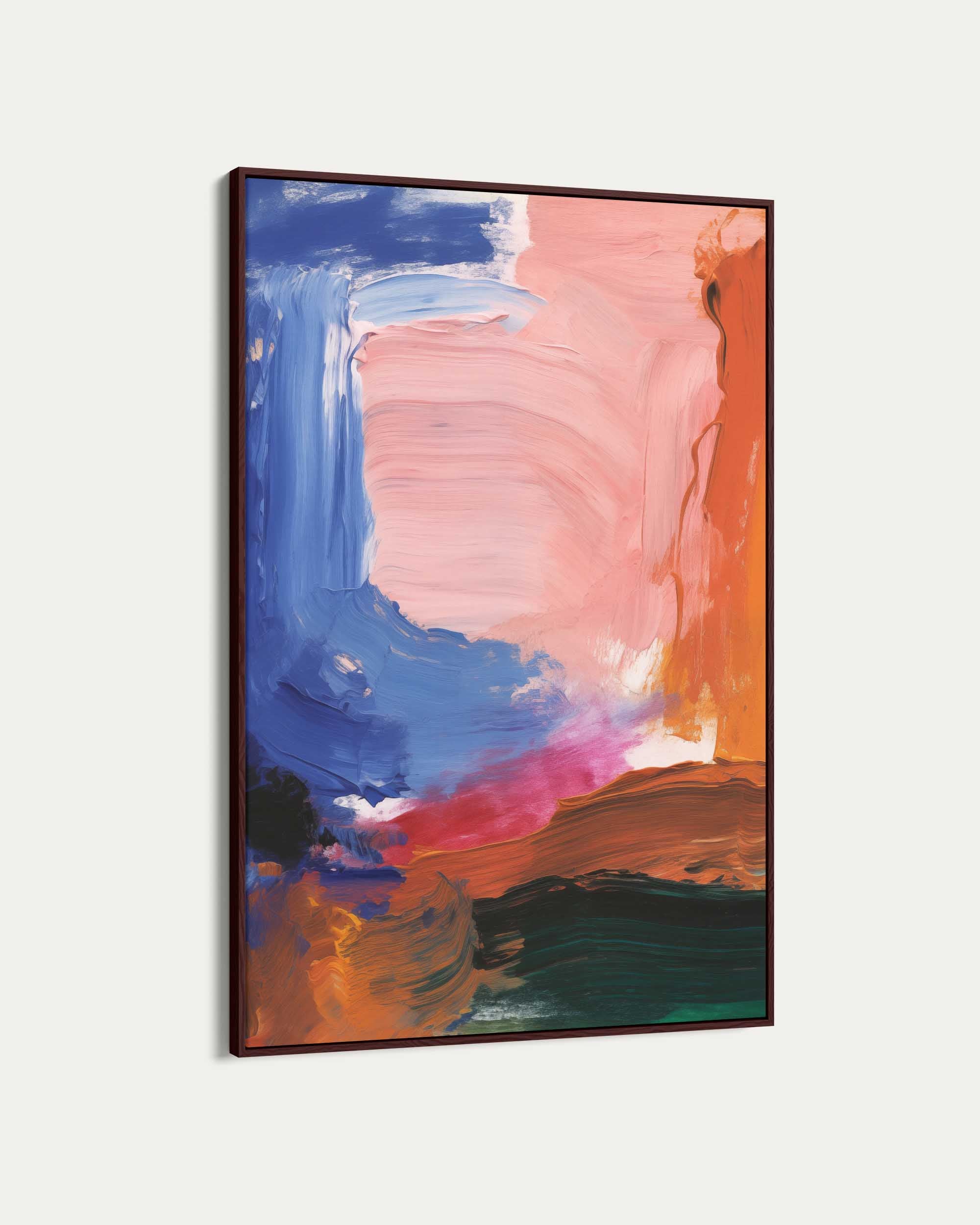 Abstract painting with colorful brush strokes on a white background