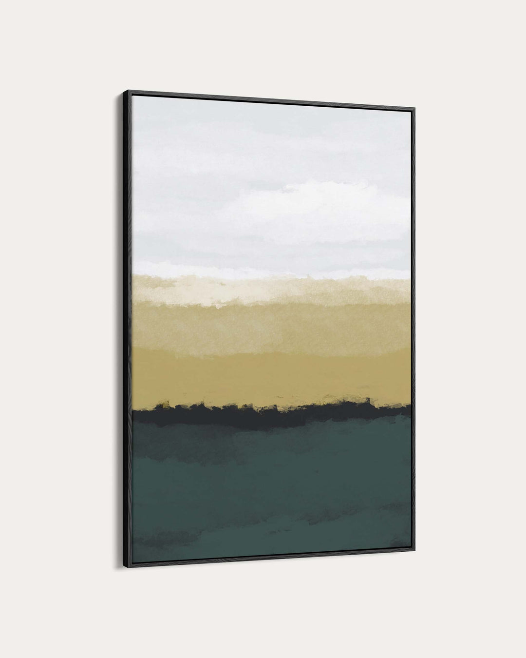 Abstract art print with three horizontal color bands on a white background