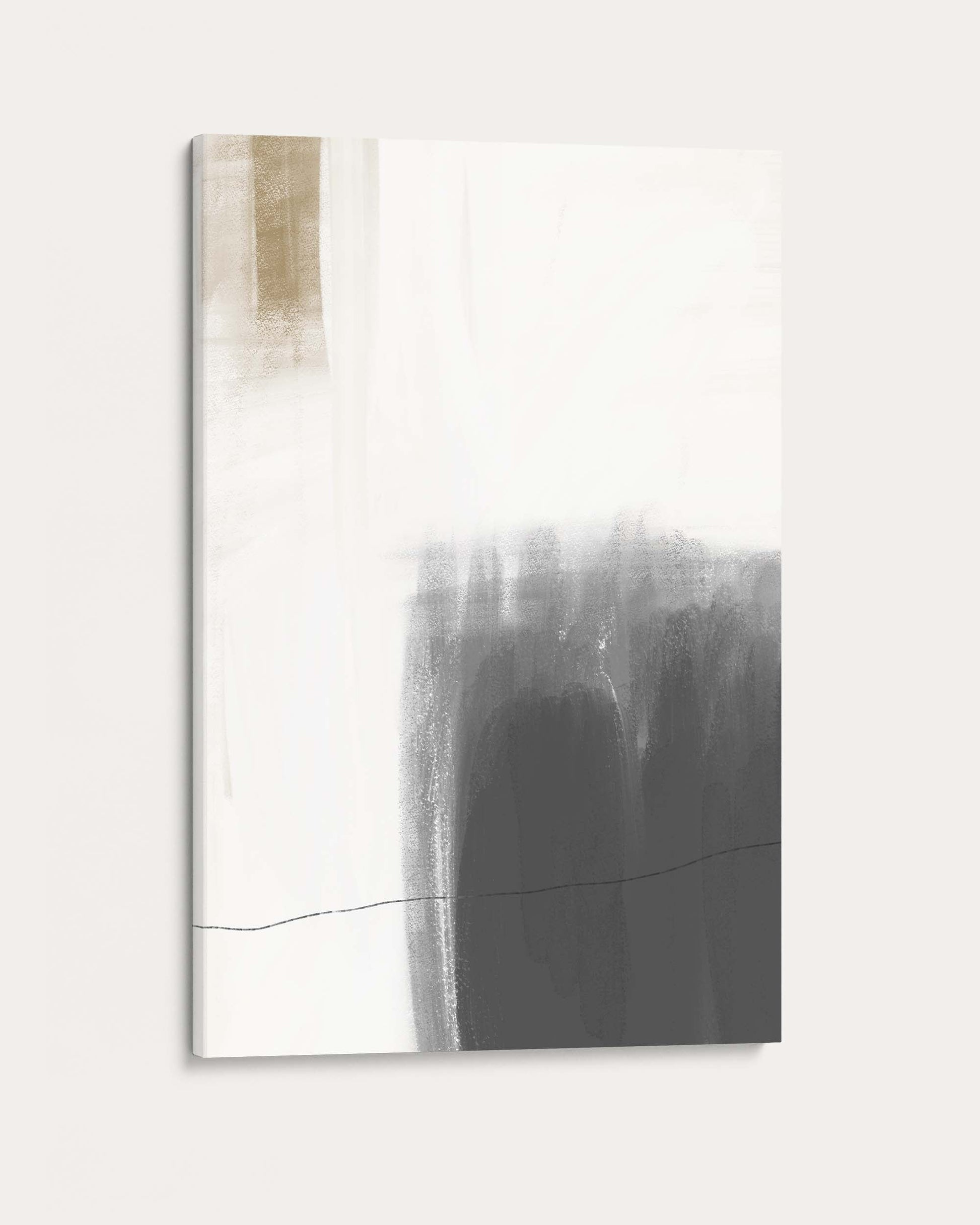 Abstract art piece with a gradient from beige to black on a white background