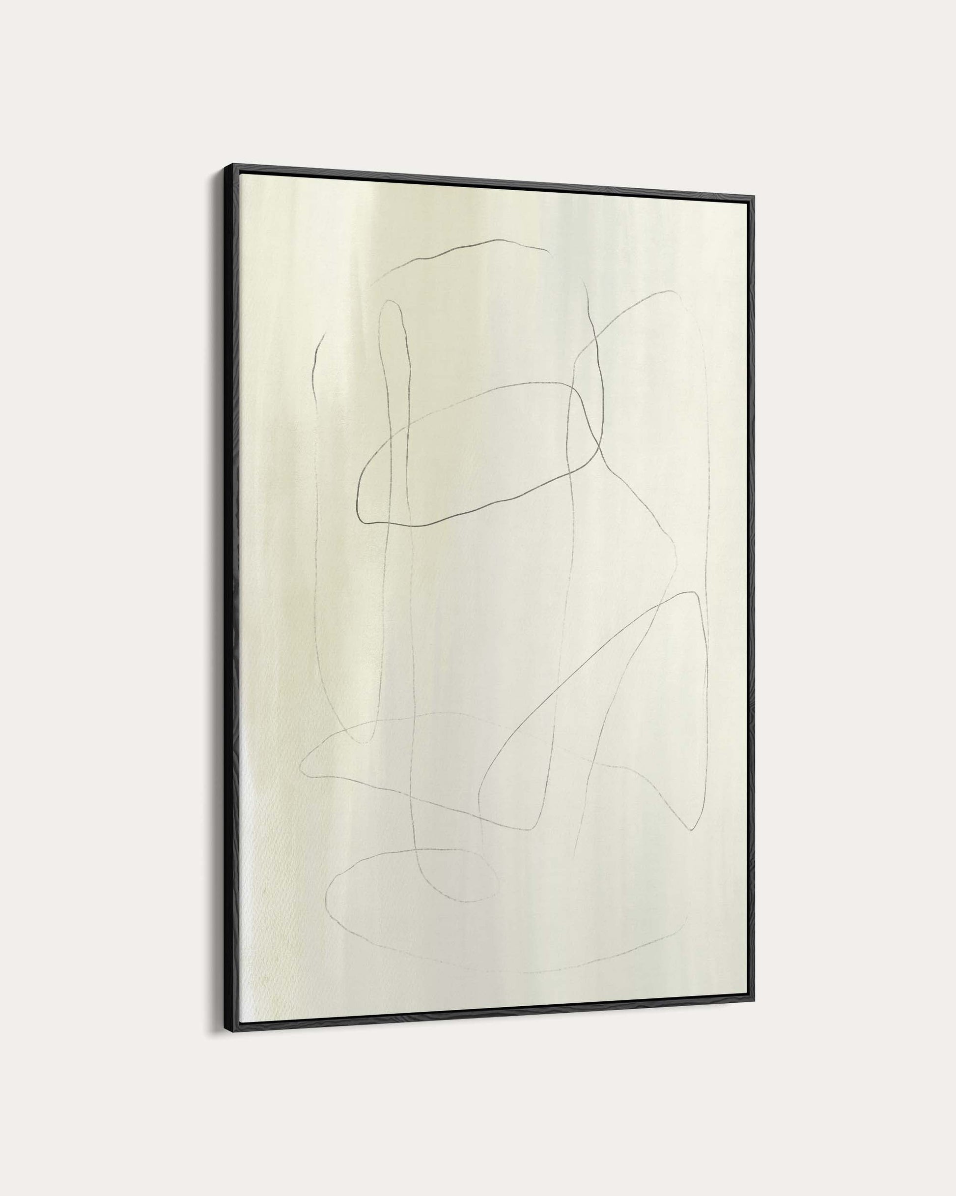 Abstract art piece with black lines on a light background