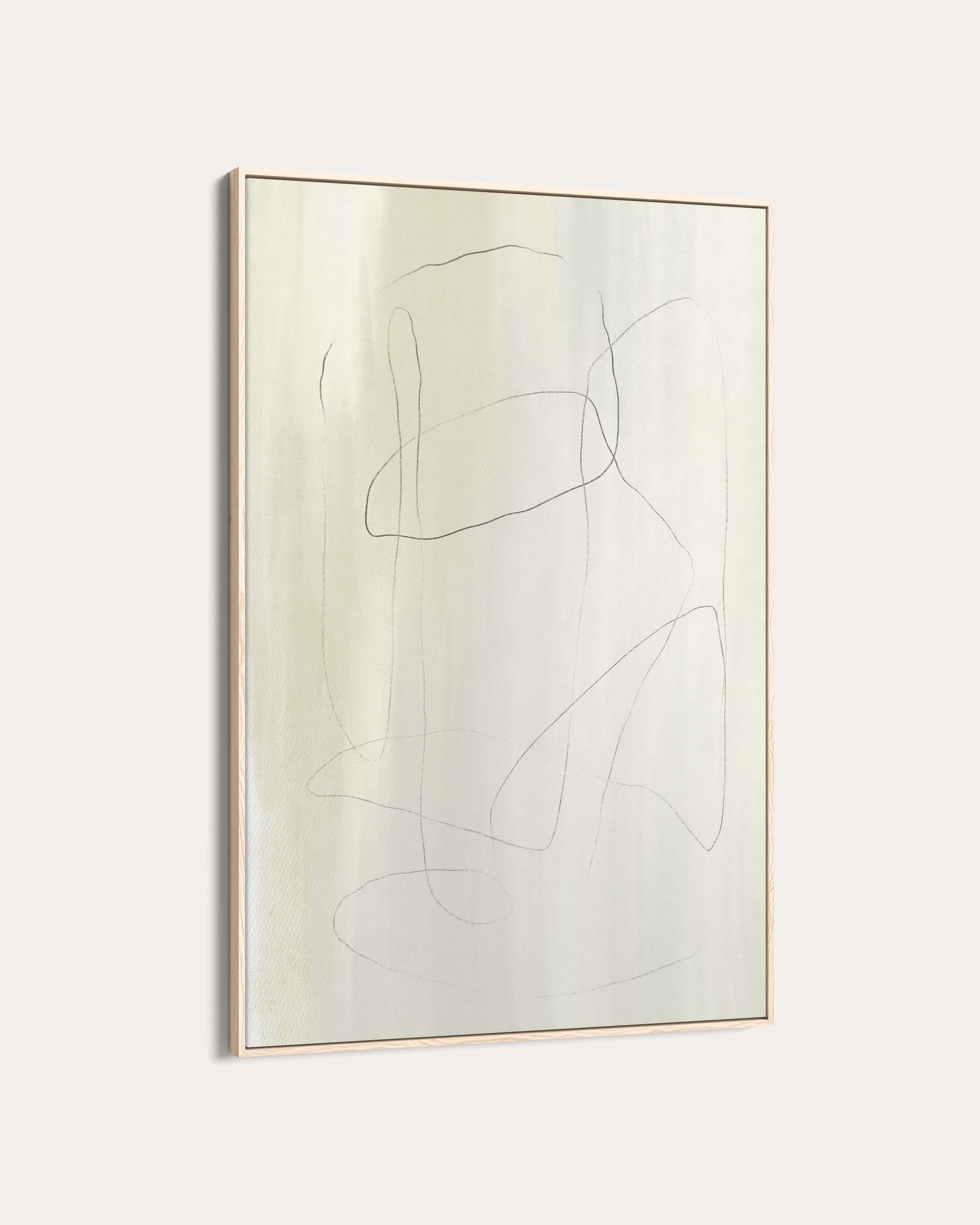 Abstract wall art with wavy lines on a light background