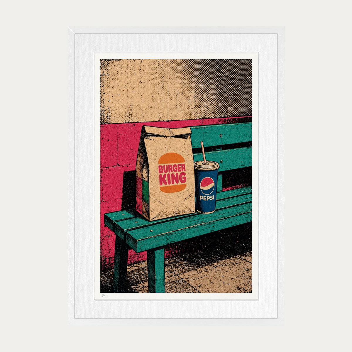 Dinner For One Burger King | Limited Edition Print — White Frame