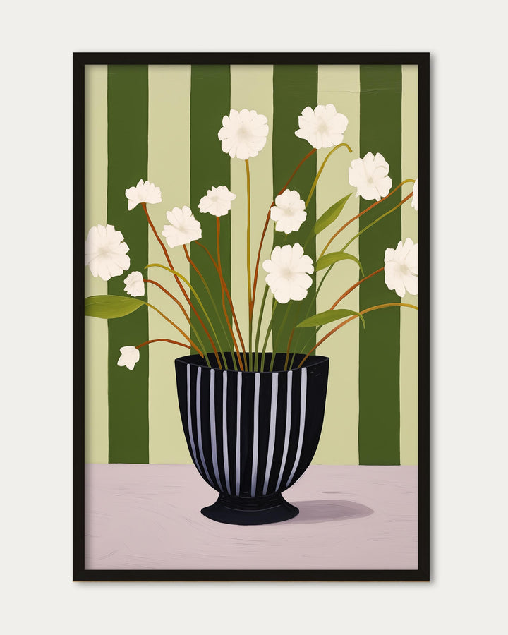 Stripy Flower Pot Art Print