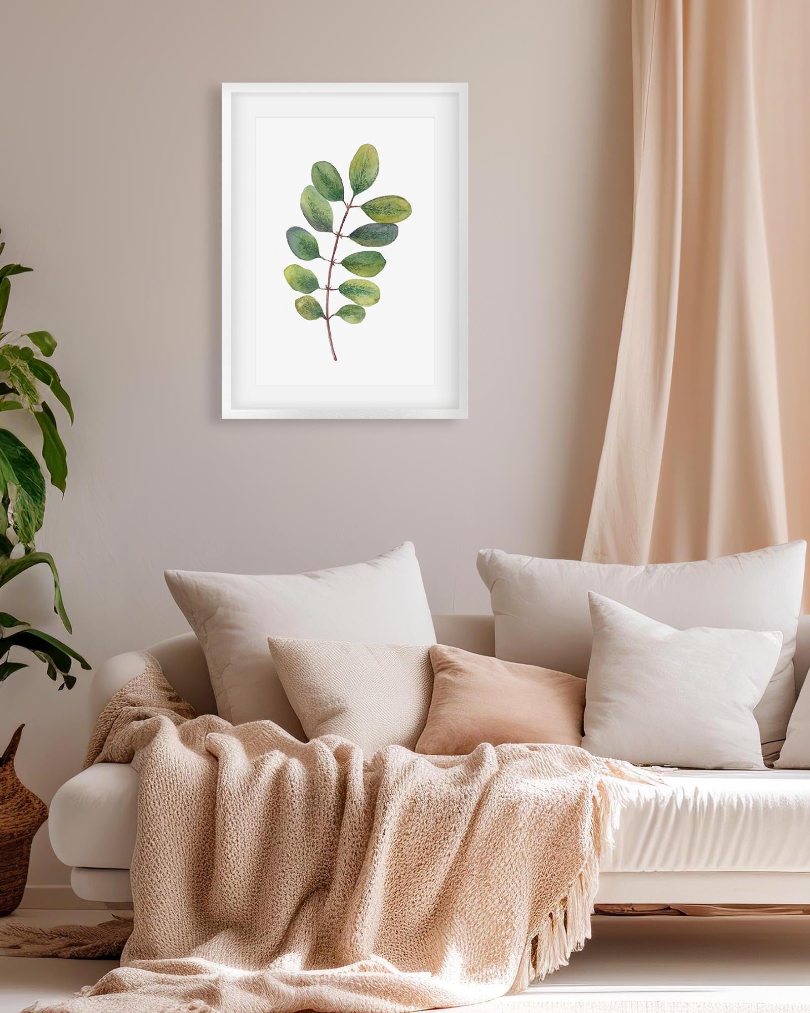 Acacia Watercolour Leaf Art Print