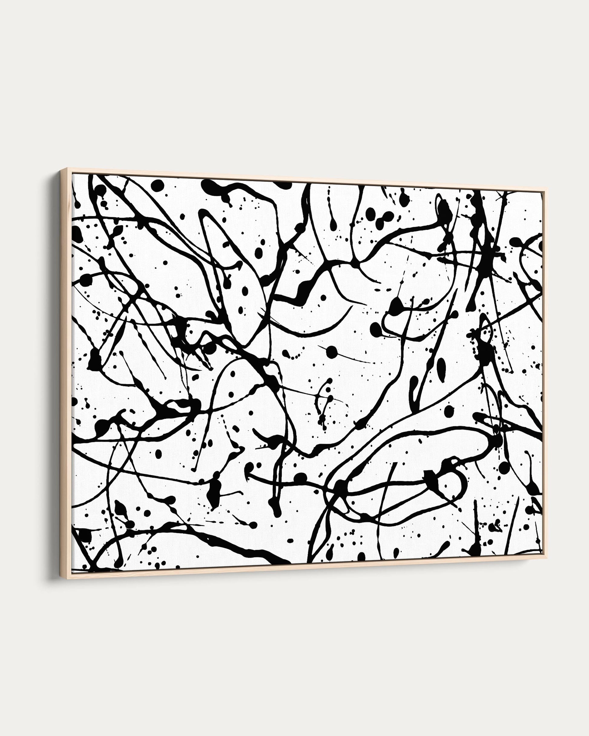 Abstract black and white painting on a white background