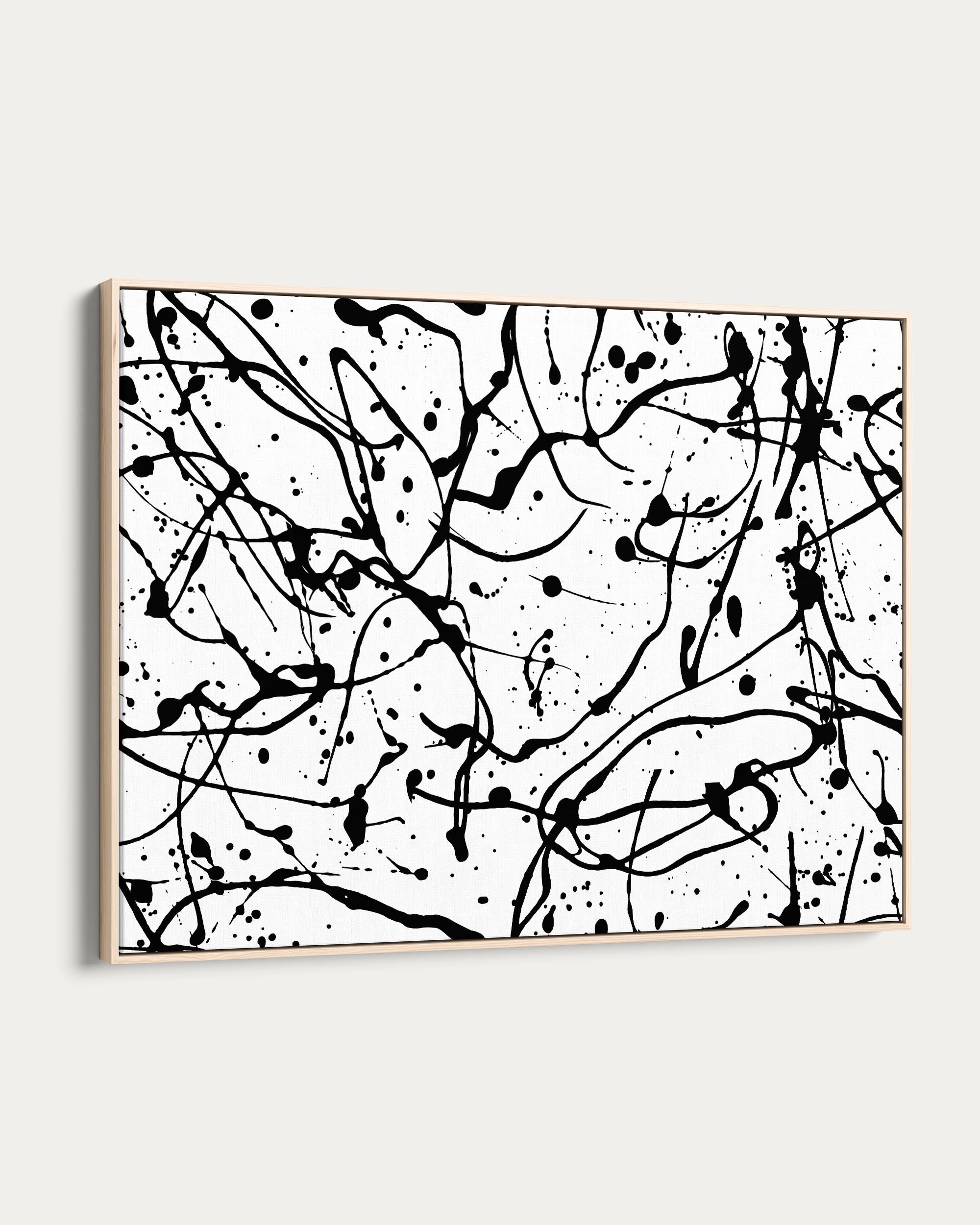 Abstract black and white painting on a white background