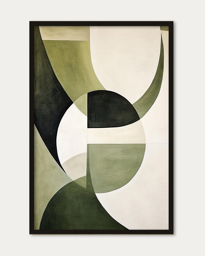 Green Retro Shapes Art Print