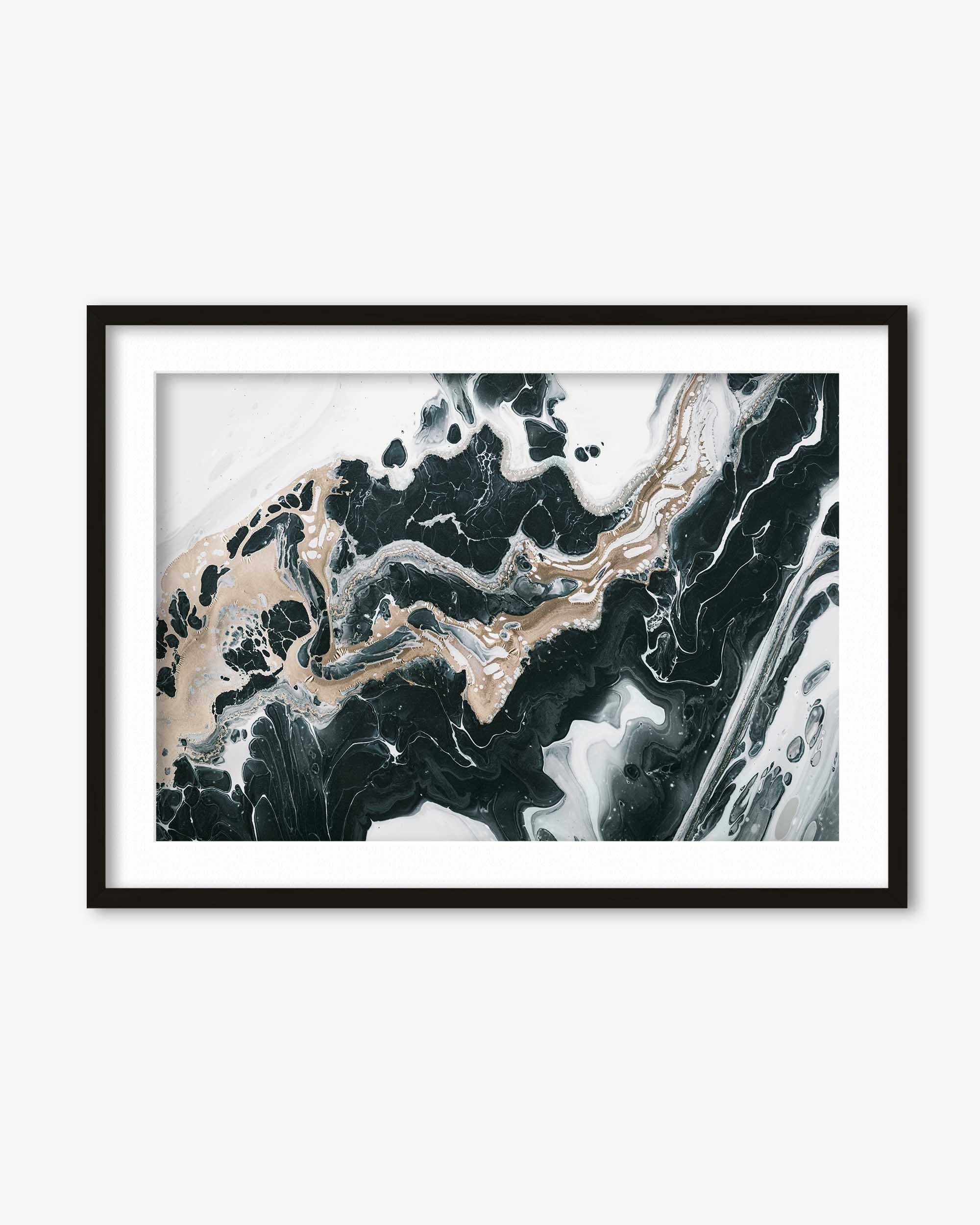 Golden Abstract Marble Wall Art Print
