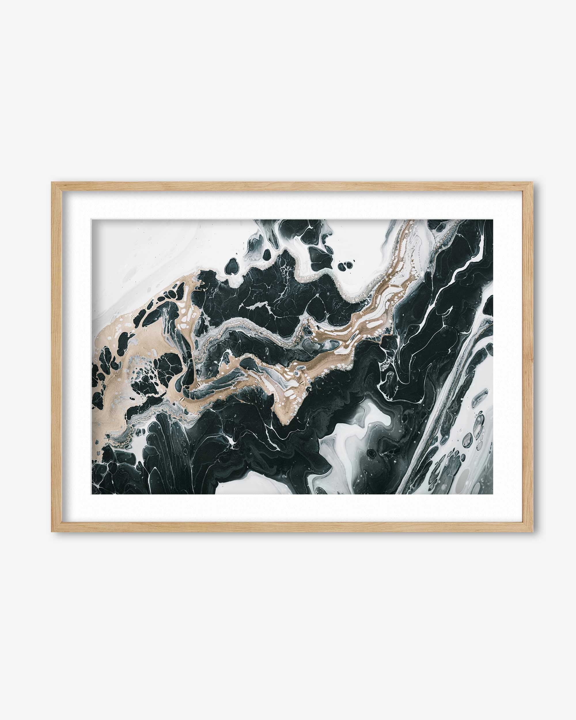 Golden Abstract Marble Wall Art Print