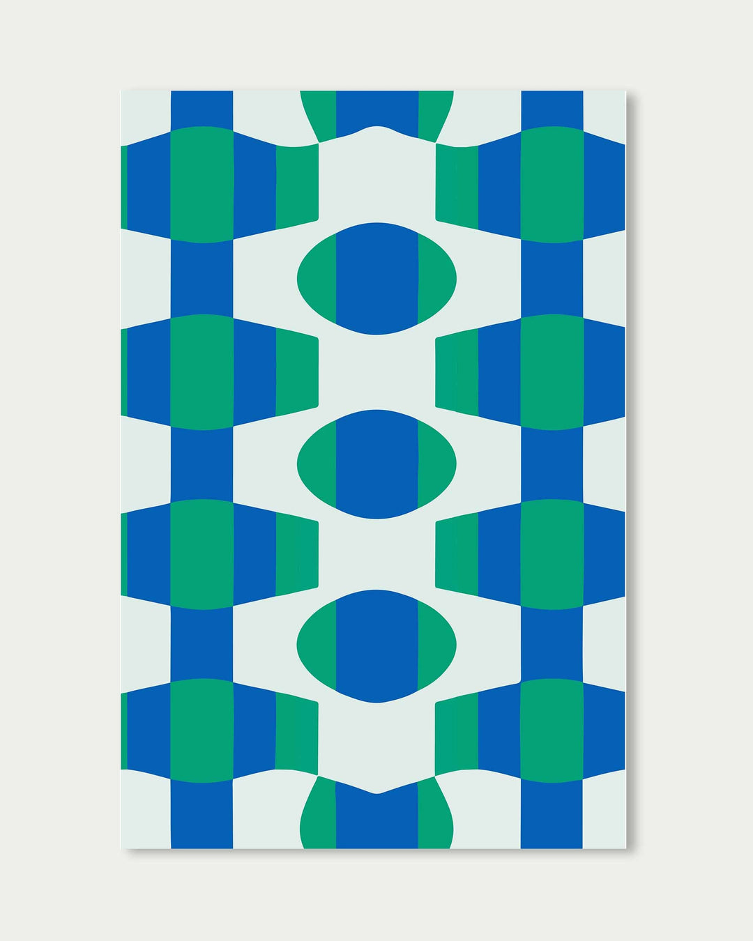 geometric abstract art print in blue and green pattern poster