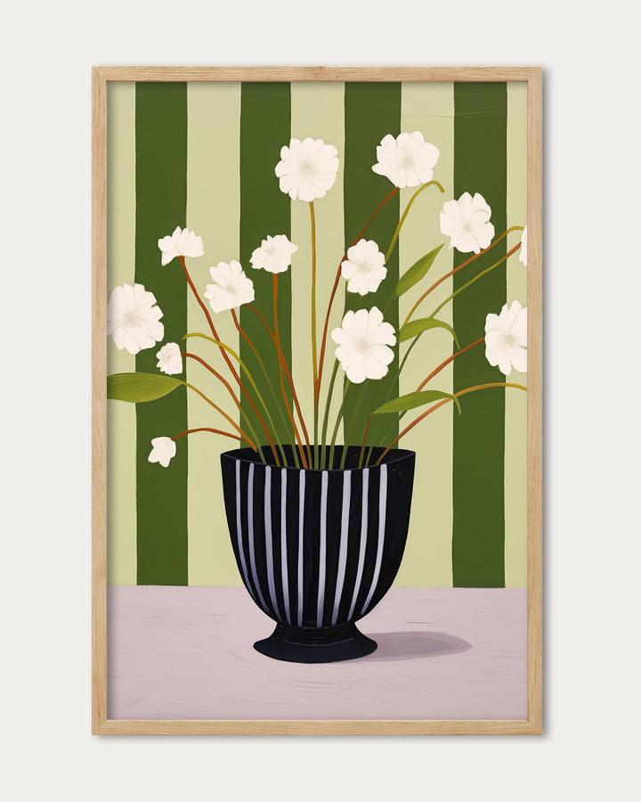 Stripy Flower Pot Art Print